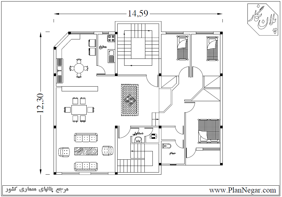 نقشه خانه مسکونی 12*15