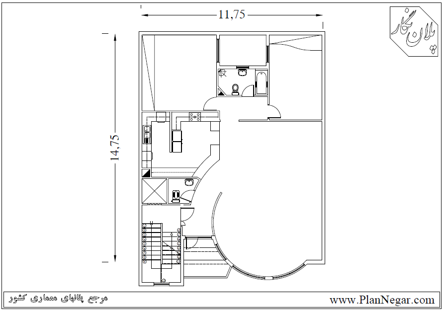 نقشه خانه مسکونی 15*12