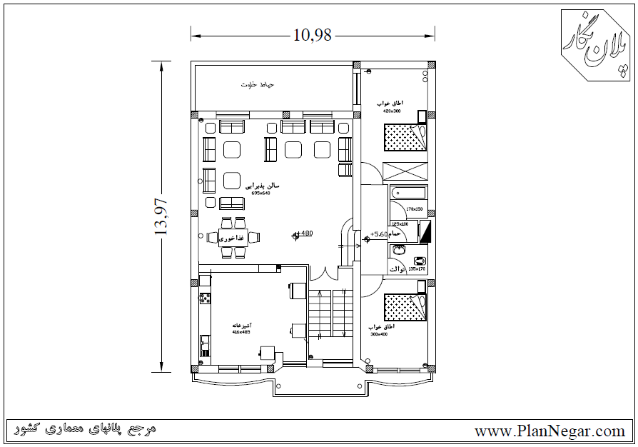 نقشه خانه مسکونی 14*11